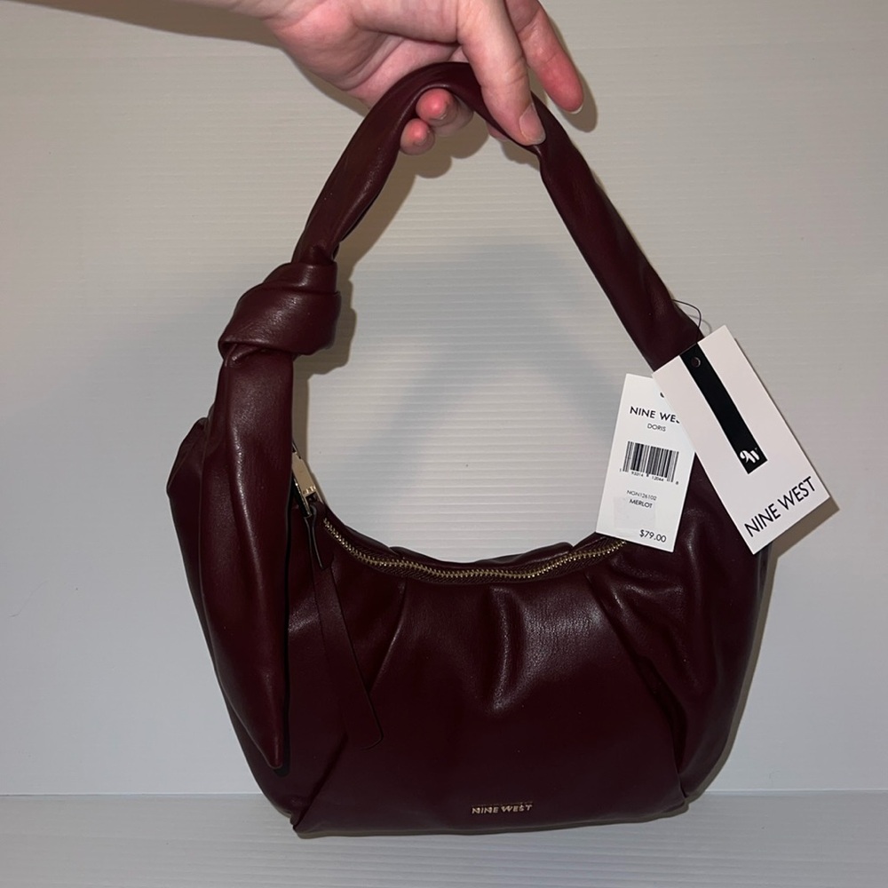 Trendy Nine West Merlot Leather Handbag!